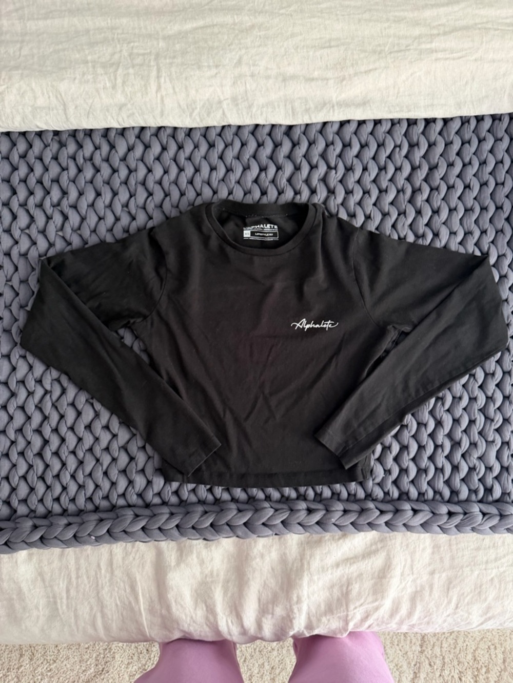Alphalete Black Crewneck Tee with Script Logo